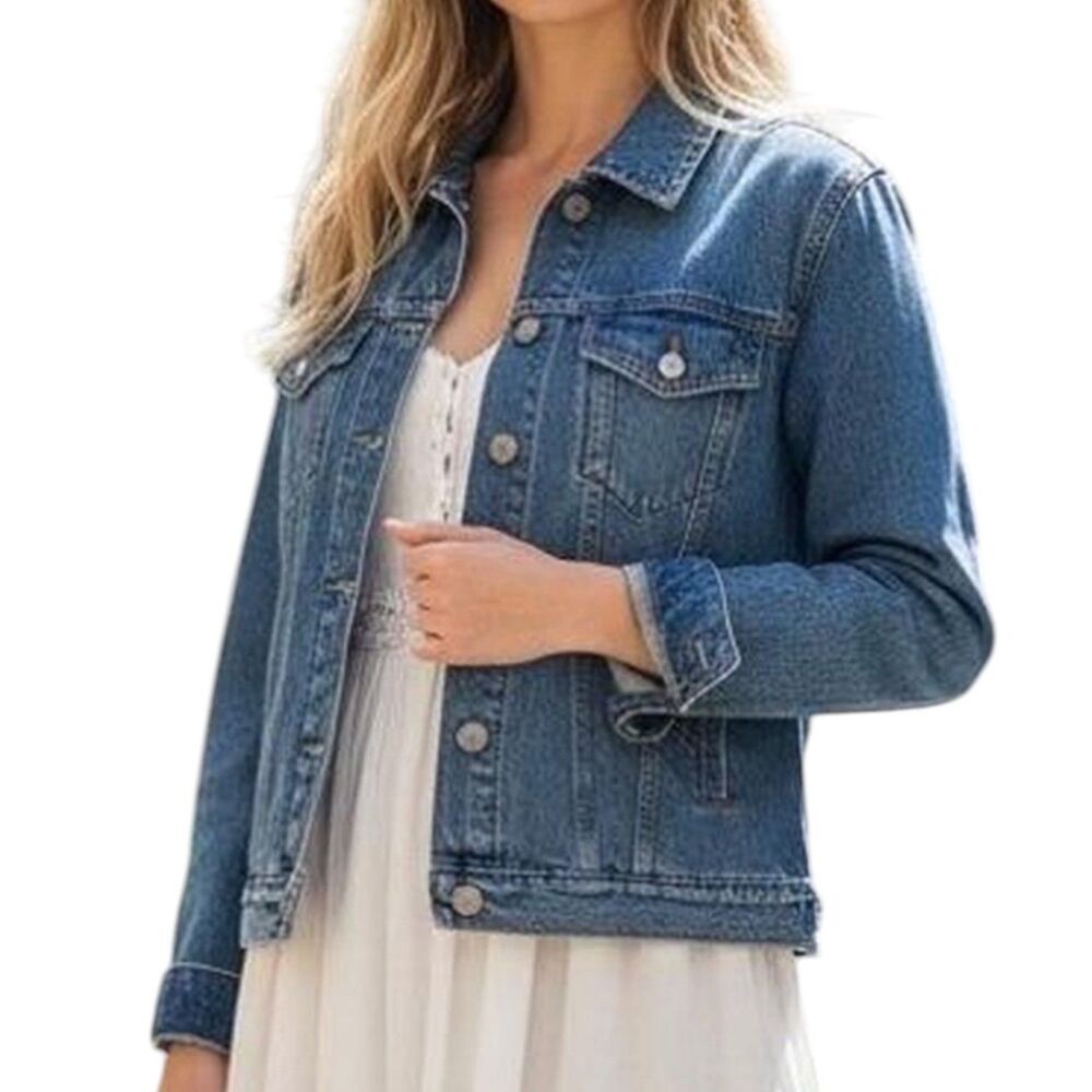 Old Navy Denim Jean Jacket Button Front Trucker Classic Western Blue XL